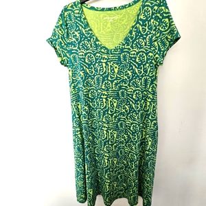 Soft Surroundings Tropical Print Dress with Pockets, Size M